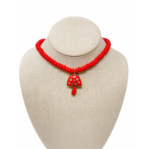 Charmed Gemstone Necklace - Red/Medium Red Mushroom