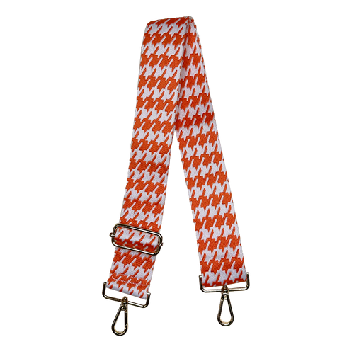 2” Herringbone Bag Strap - Orange/White
