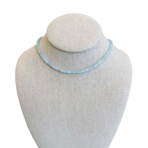 Thin Jade Gemstone Necklace - Light Blue
