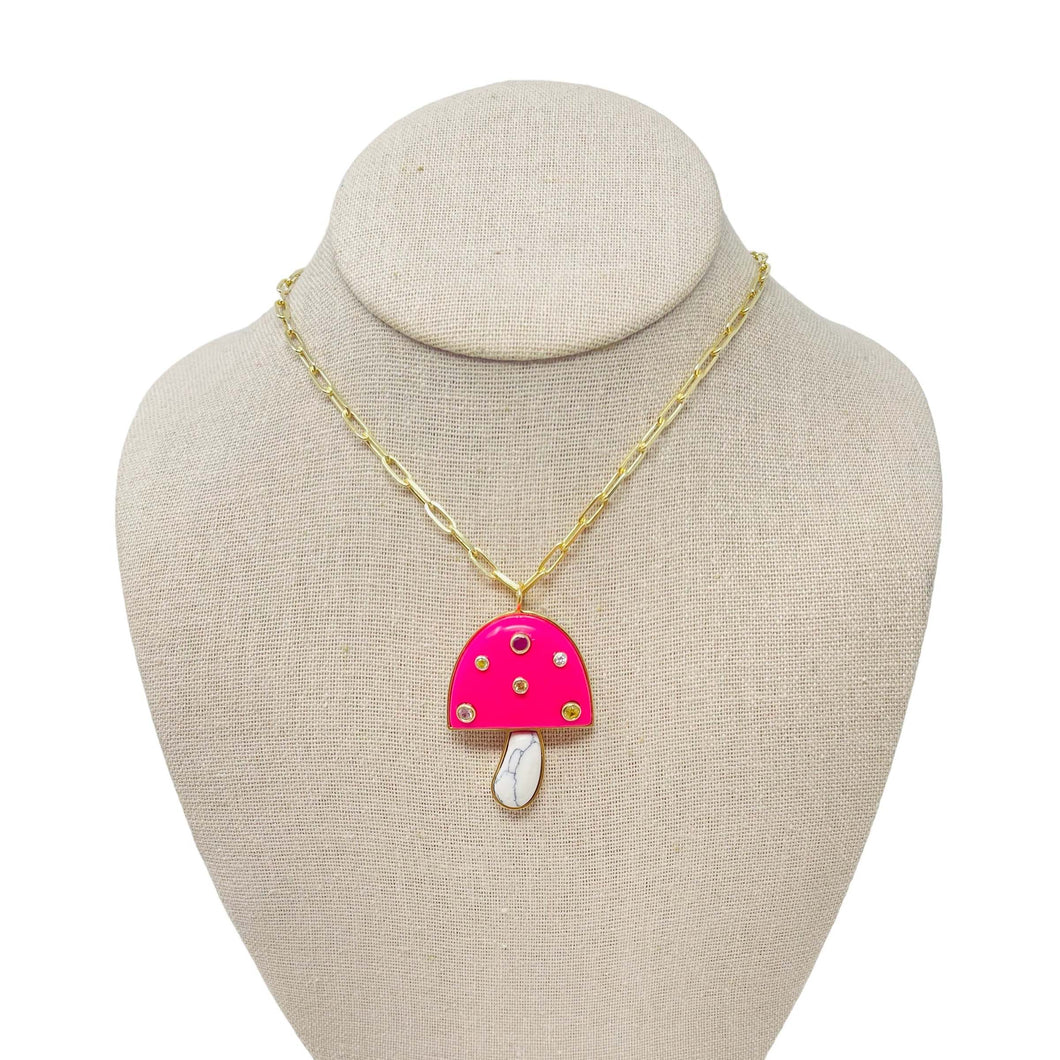 XL Mushroom Necklace - Hot Pink