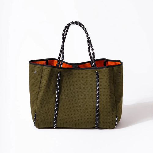 Large Neoprene Tote Bag - Safari Green