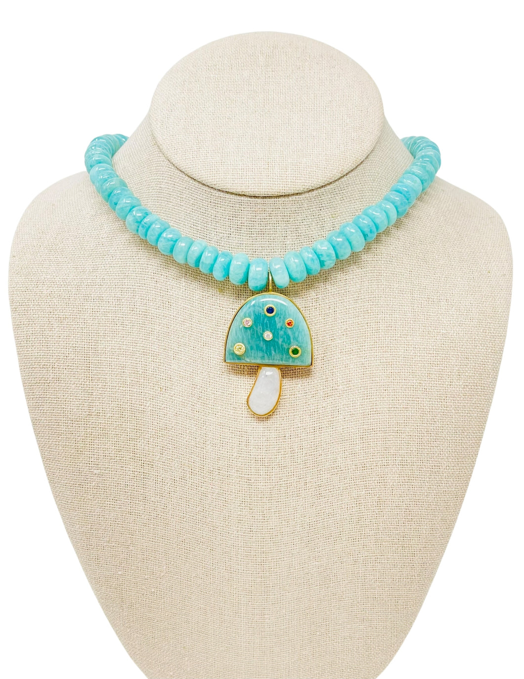 Charmed Opal Gemstone Necklace - Aqua/Amazonite
