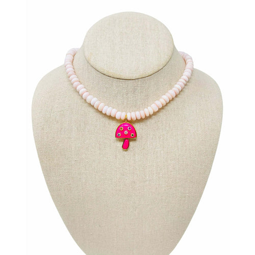 Charmed Opal Gemstone Necklace - Light Pink/Hot Pink Mushroom