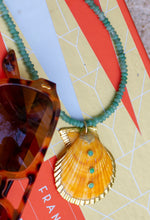 Load image into Gallery viewer, Charmed Thin Amazonite Gemstone Necklace - Shell/Seafoam