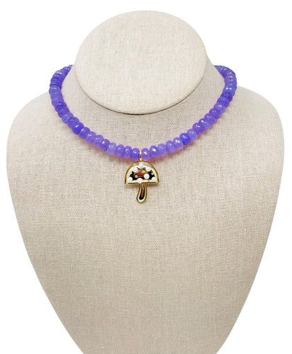 Charmed Jade Gemstone Necklace - Grape/Pearl Mushroom