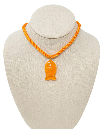 Rope Fish Necklace - Orange Quartz
