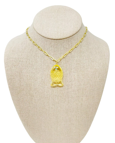 Fish Necklace - Yellow Quartz