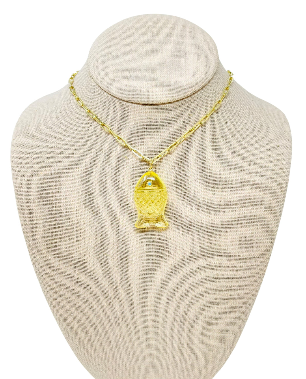 Fish Necklace - Yellow Quartz