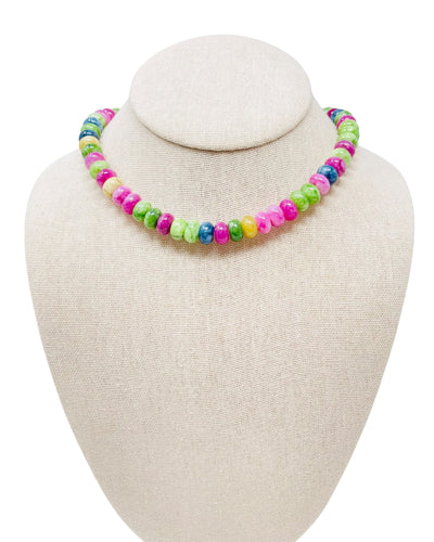 XL Smooth Jade Gemstone Necklace - Multi