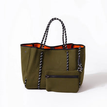 Load image into Gallery viewer, Large Neoprene Tote Bag - Safari Green