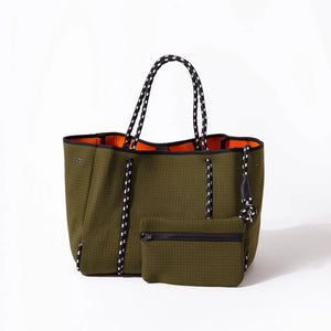 Large Neoprene Tote Bag - Safari Green