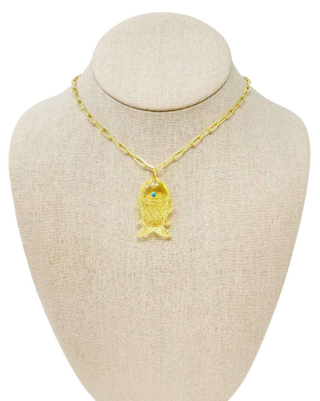 Fish Necklace - Yellow Quartz