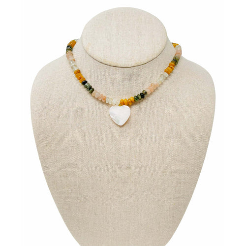 Thin Multi Gemstone Necklace - Autumn