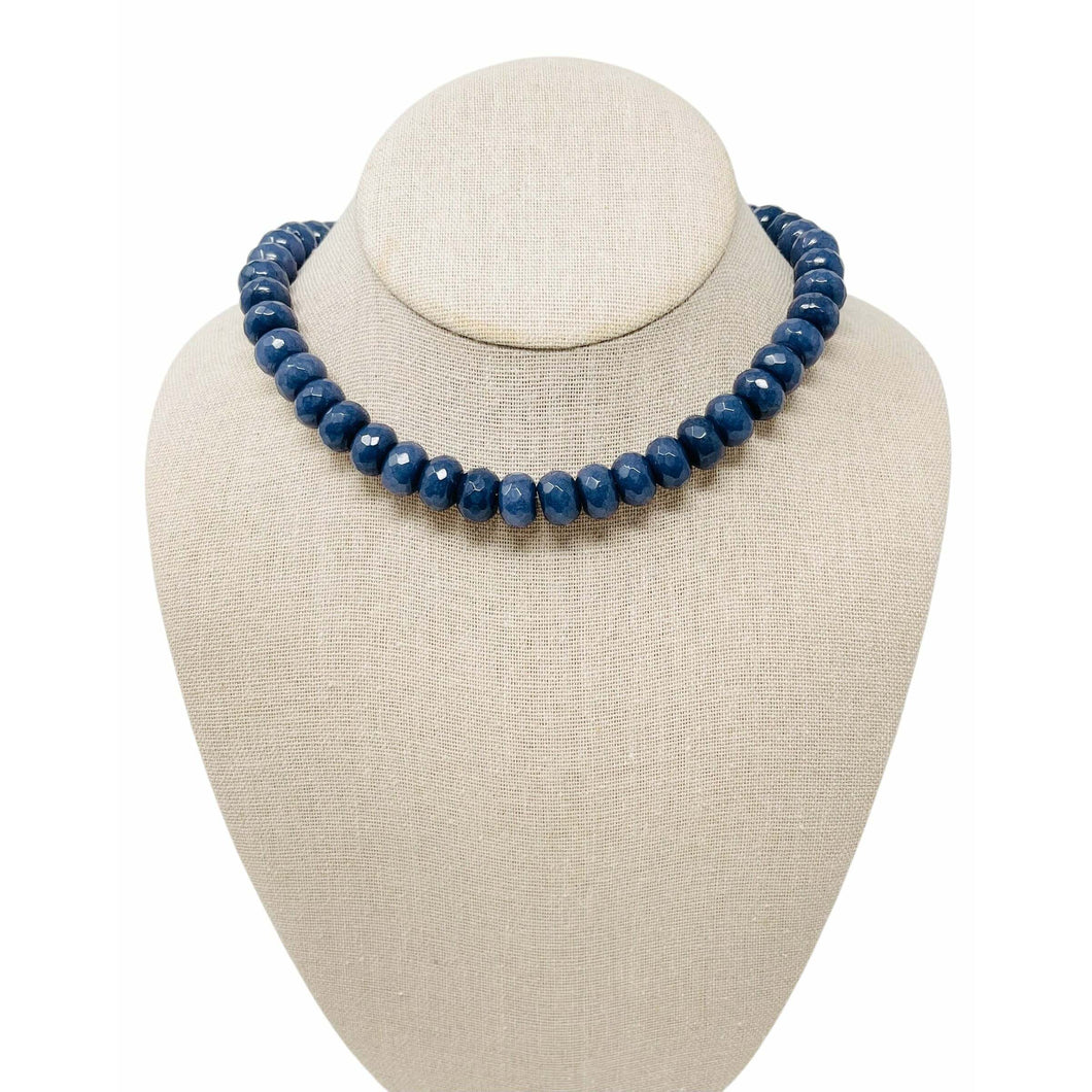 XL Jade Gemstone Necklace - Navy