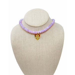 Charmed Opal Gemstone Necklace - Light Mauve Pink/Love Heart