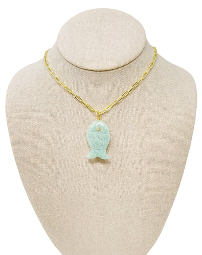 Fish Necklace - Amazonite