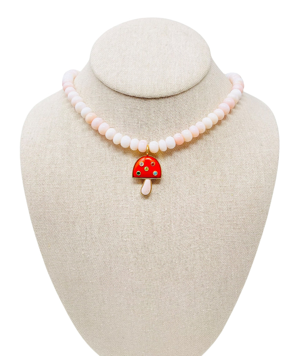 Charmed Opal Gemstone Necklace - Light Pink/Orange Mushroom