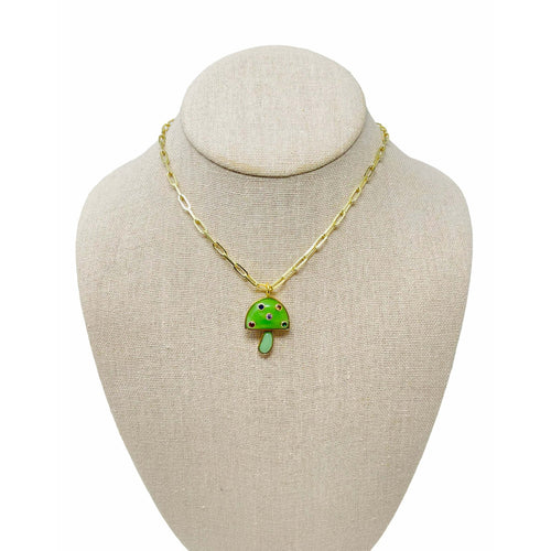 Mushroom Necklace - Green Opal