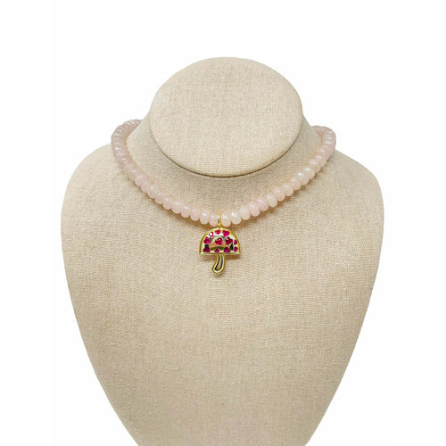 Charmed Jade Gemstone Necklace - Dusty Pink/Mushroom
