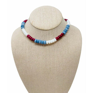 Opal/Jade Gemstone Necklace - Red White & Blue 3