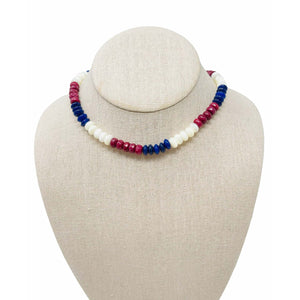 Opal/Jade Gemstone Necklace - Red White & Blue 4