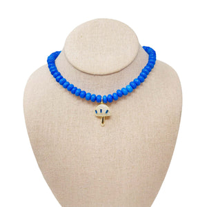 Charmed Opal Gemstone Necklace - Cobalt/Mushroom