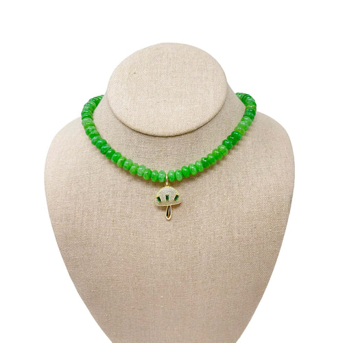 Charmed Opal Gemstone Necklace - Emerald/Mushroom