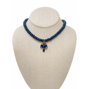 Charmed Opal Gemstone Necklace - Navy/Lapis Mushroom