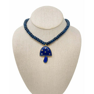 Charmed Opal Gemstone Necklace - Navy/XL Lapis Mushroom