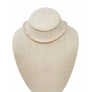 Thin Jade Gemstone Necklace - Light Pink