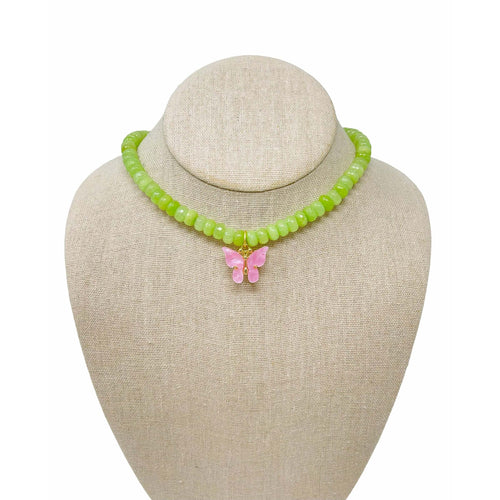 Charmed Jade Necklace - Apple/Butterfly