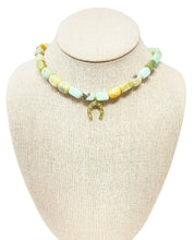 Load image into Gallery viewer, Charmed Cuboid Amazonite Necklace - Horseshoe