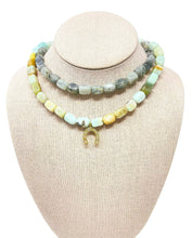 Load image into Gallery viewer, Charmed Cuboid Amazonite Necklace - Horseshoe