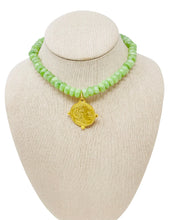 Load image into Gallery viewer, Large Smooth Jade Gemstone Coin Necklace - Bamboo