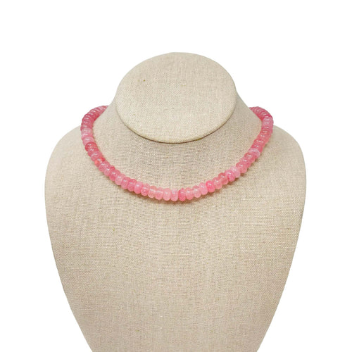 Smooth Jade Gemstone Necklace - Candy Pink