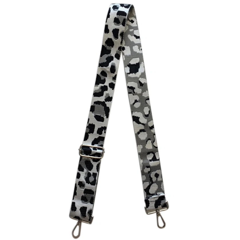 2" Grey/Black Leopard Bag Strap