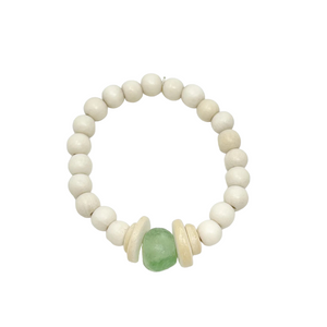 Single Bracelet Stack - Green/White