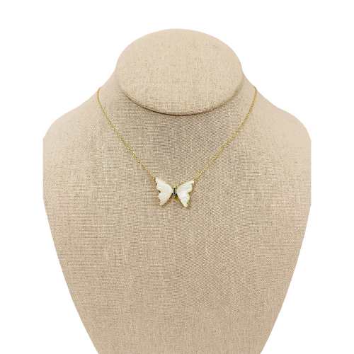 Emmy Butterfly Necklace - White/Blue