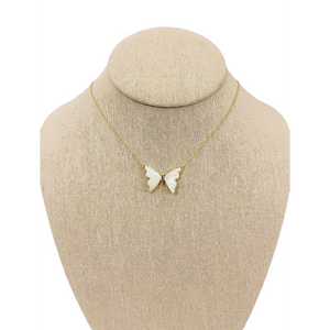Emmy Butterfly Necklace - White/Blue