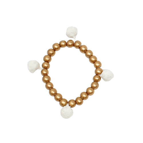 Multi Pom Pom Bracelet - Rose Gold/White