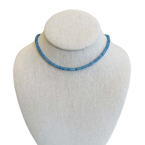 Thin Jade Gemstone Necklace - Smokey Blue