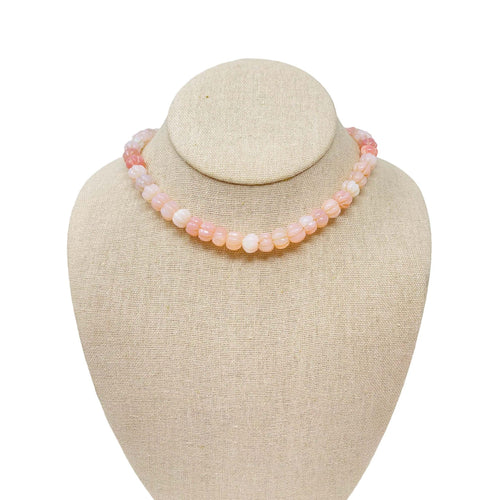 Opal Watermelon Gemstone Necklace - Light Pink