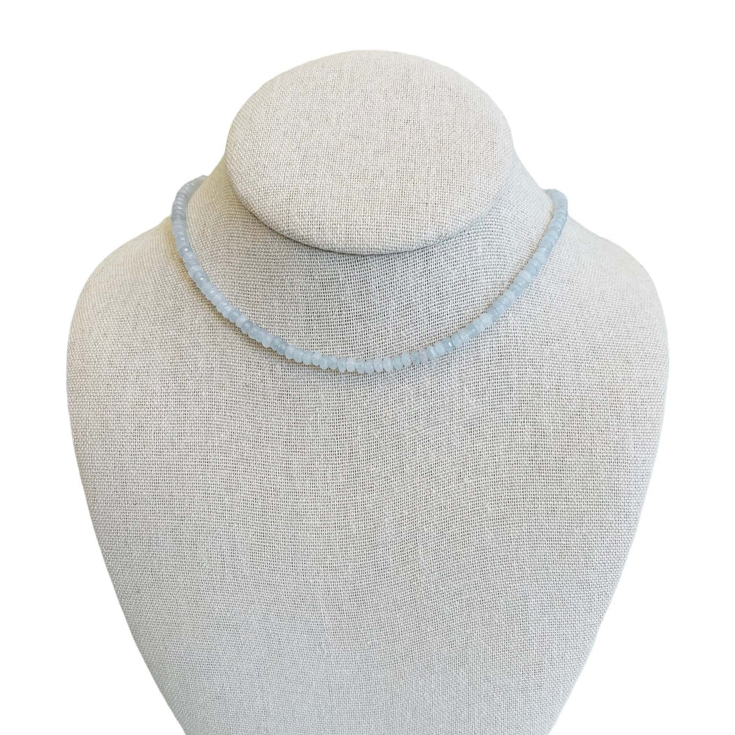 Thin Jade Gemstone Necklace - Light Grey