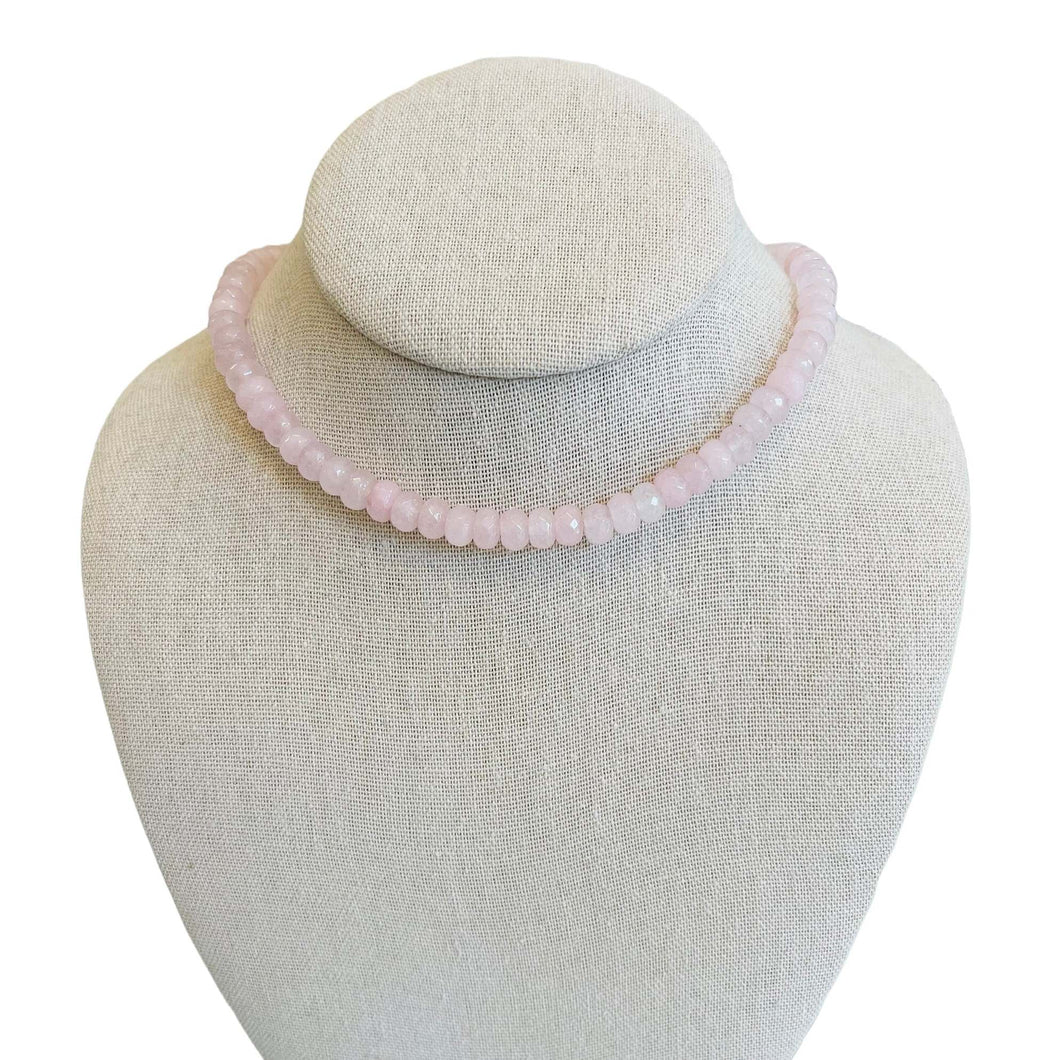 Jade Gemstone Necklace - Light Pink