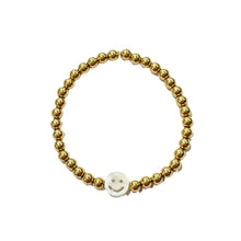 Load image into Gallery viewer, Mother of Pearl 5mm Smiley Bracelet
