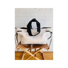 Load image into Gallery viewer, Sherpa Cinched Tote - Black/White