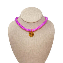 Load image into Gallery viewer, Charmed Opal Gemstone Necklace - Hot Pink/Bolt Charm