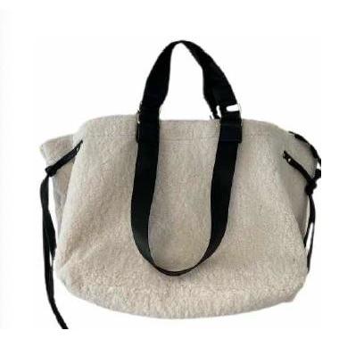 Sherpa Cinched Tote - Black/White