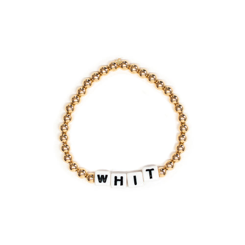 Personalized 5mm Layer Bracelet- Blk/White Square