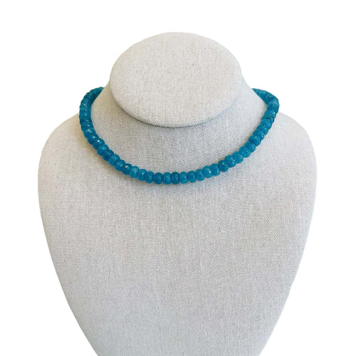 Jade Gemstone Necklace - Waterfall Blue